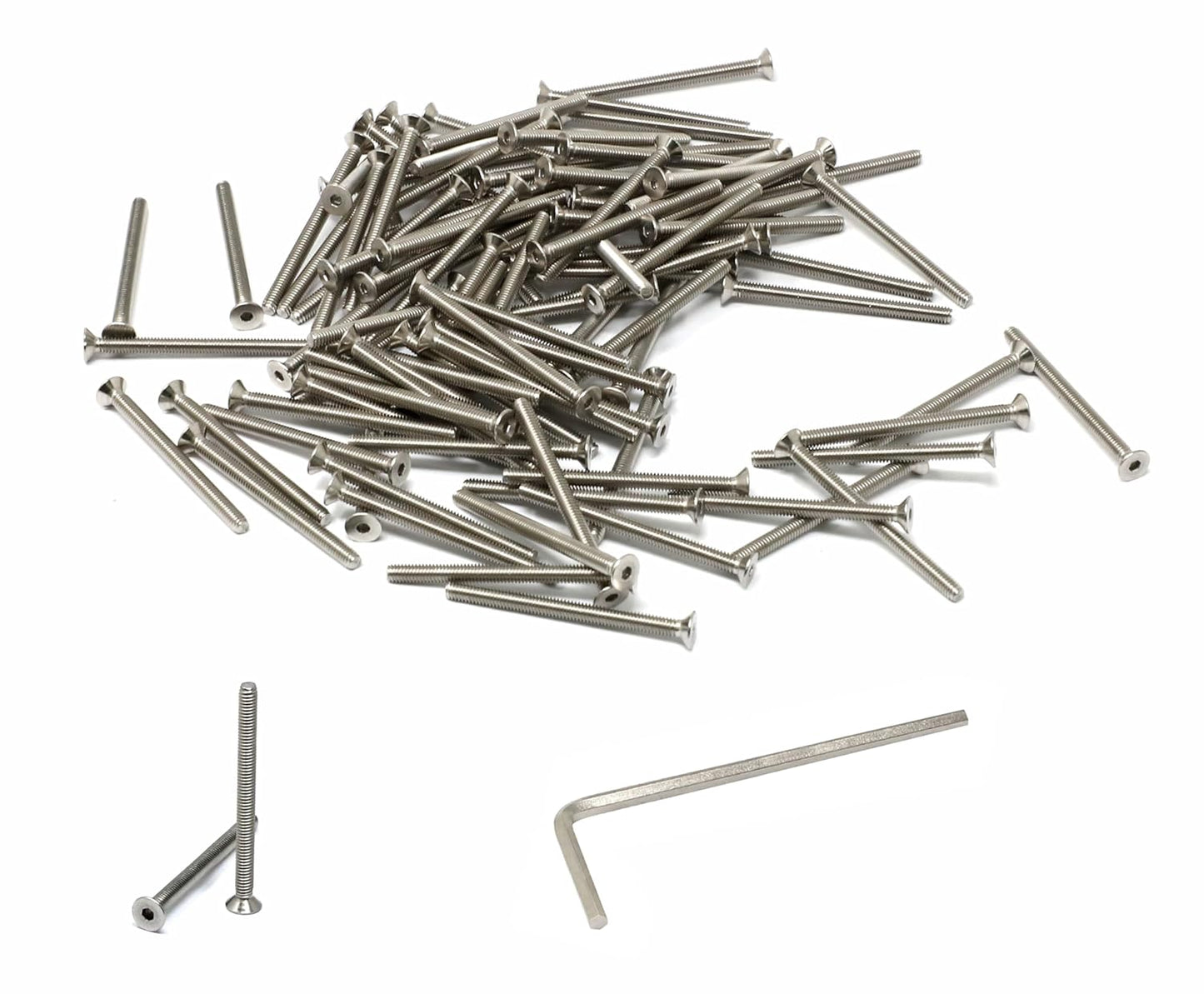 iexcell 5 Pcs M8 x 80mm Thread Pitch 1.25 mm Stainless Steel 304 Hex Socket Flat Head Cap Screws Bolts Kit