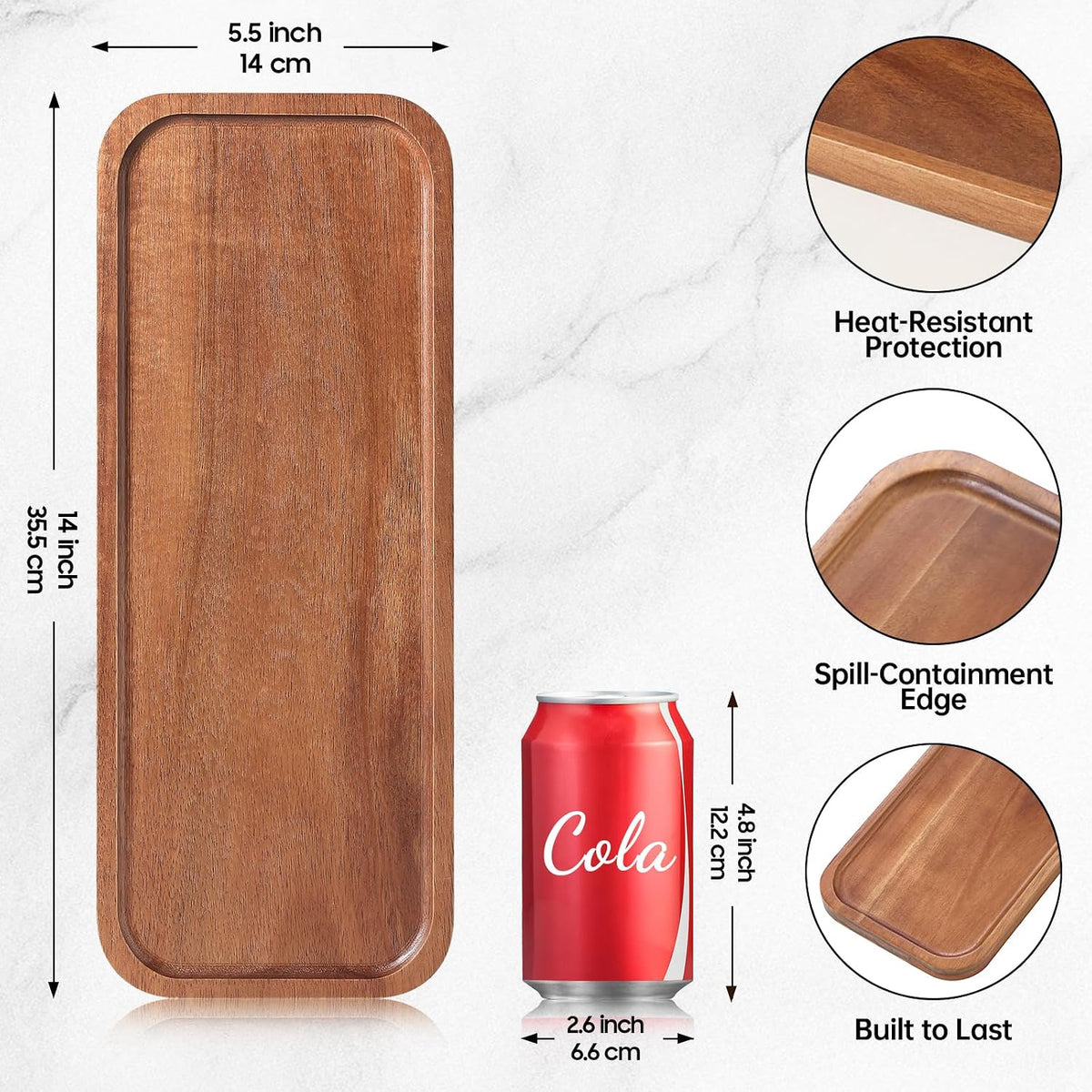 Small Wooden Trays and Platters, Charcuterie Boards, 6 Pack