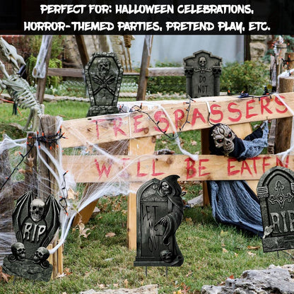 6 PCS 16.9" x9.8" Halloween Yard Signs Tombstones Outdoor Decorations