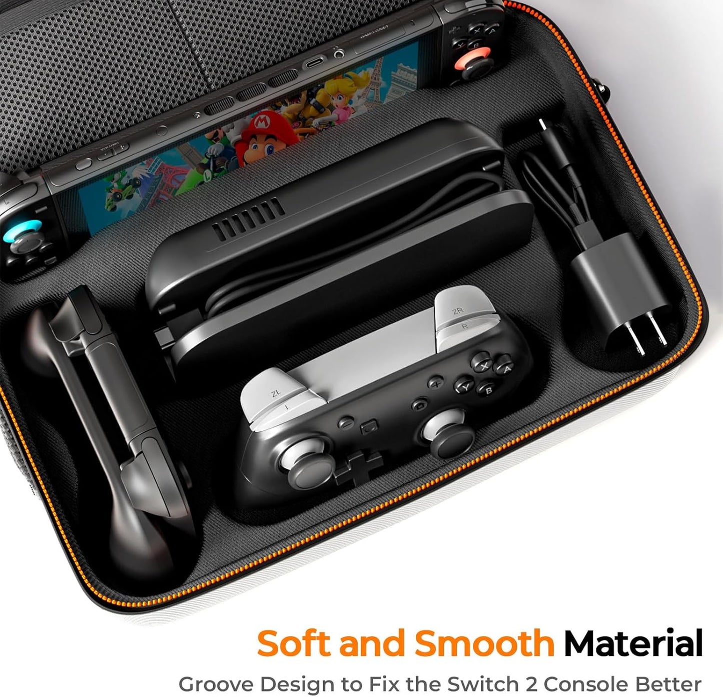 COOWPS Case for Nintendo Switch 2, Hard Shell Full Protection All-in-One Travel Case with 4pcs Thumb Grip Caps & 20 Game Card, Slots Soft Lining Carrying Case for Switch 2 Accessories Pro Controllers