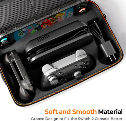 COOWPS Case for Nintendo Switch 2, Hard Shell Full Protection All-in-One Travel Case with 4pcs Thumb Grip Caps & 20 Game Card, Slots Soft Lining Carrying Case for Switch 2 Accessories Pro Controllers