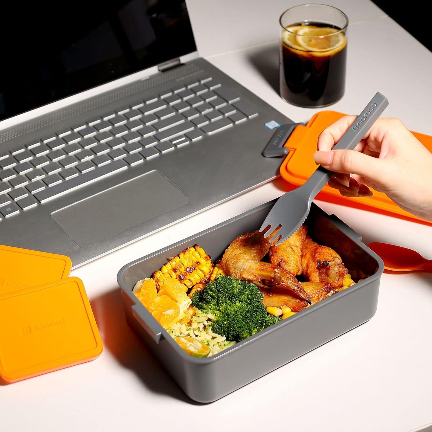 Linoroso Stackable Bento Box Adult Lunch Box | Meet All You On-The-Go Needs for Food, Salad and Snack Box, Premium Bento Lunch Box for Adults Include Utensil Set, Dressing Containers - Pale Mint