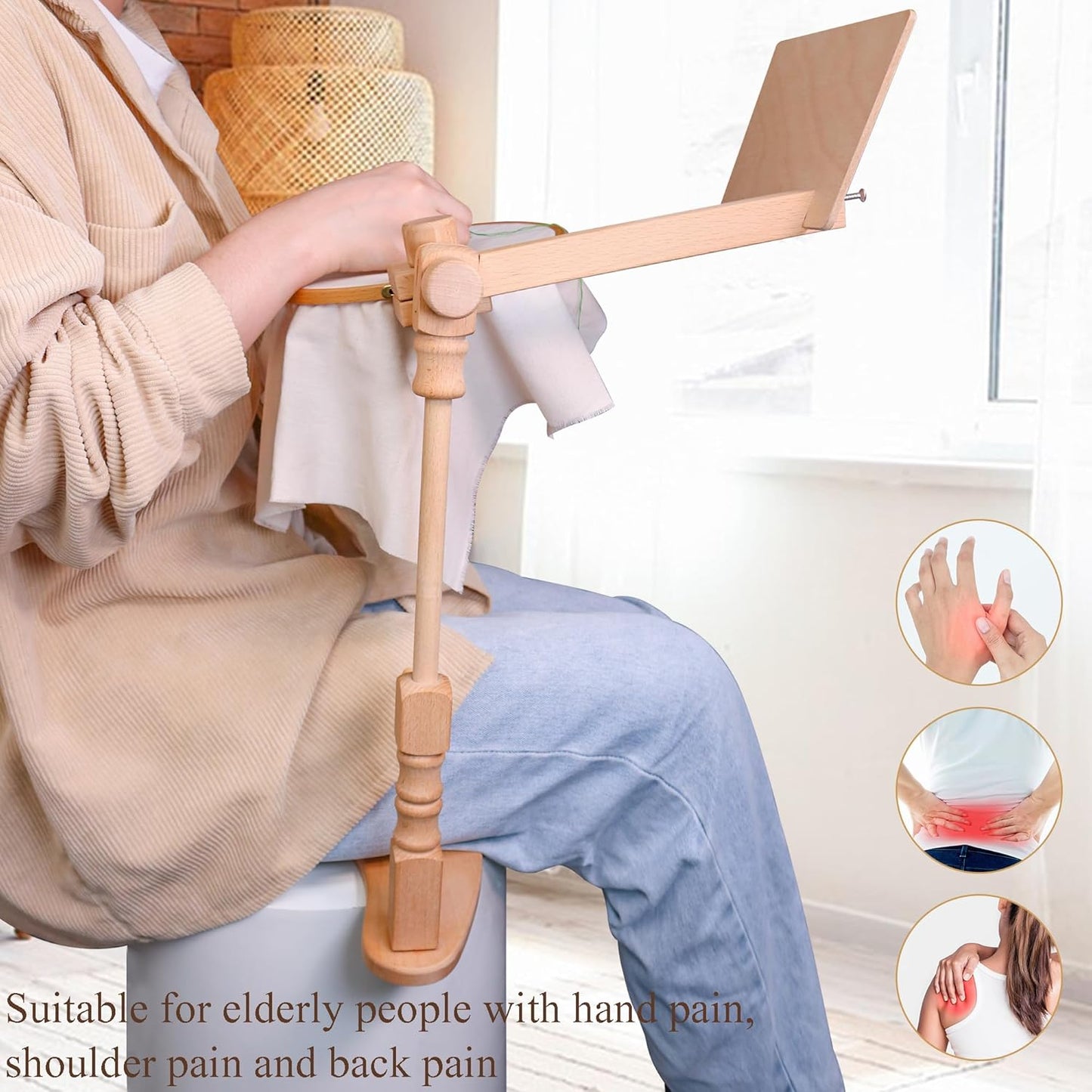 Purilite Select Adjustable Beech Wood Embroidery Hoop Stand
