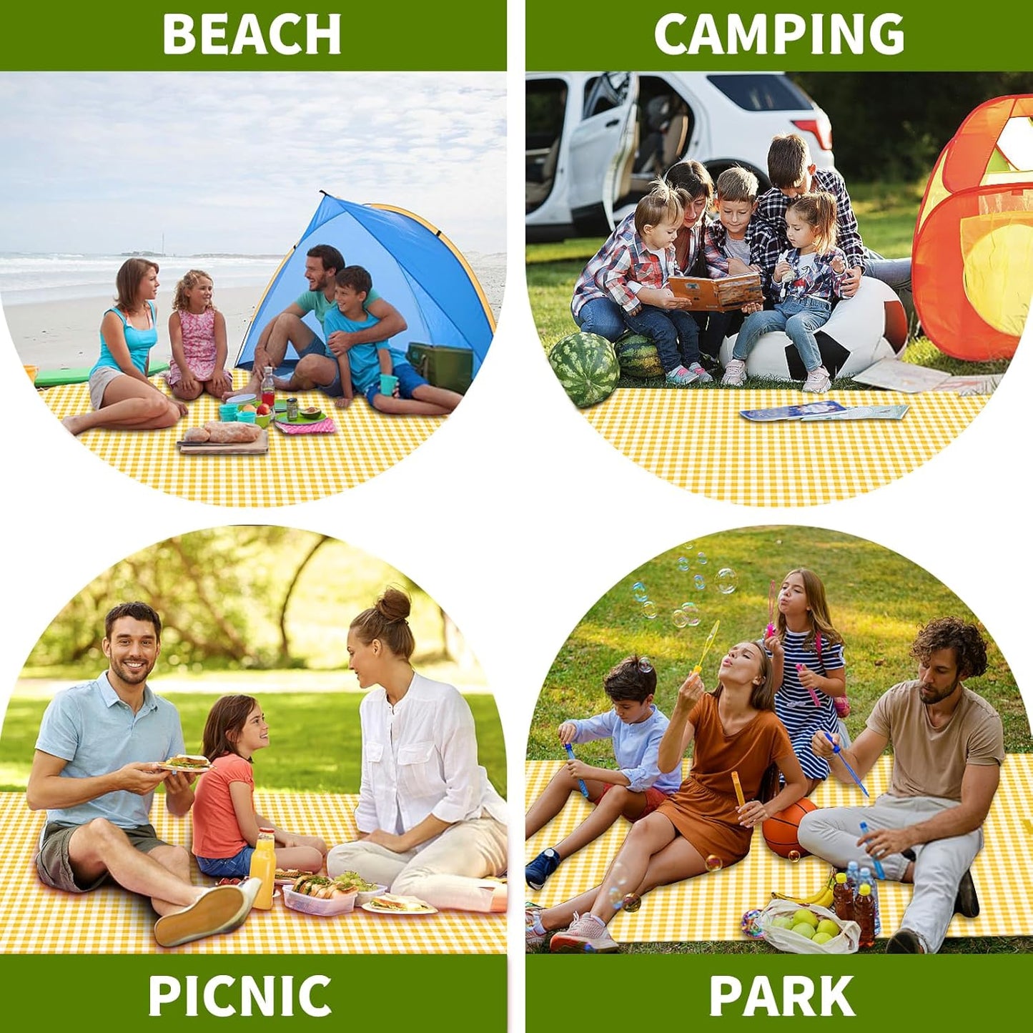 Extra Large Outdoor Picnic Blanket, 79"x79" Waterproof Picnic Mat, Sandproof Beach Blanket Portable Camping Blanket Lightweight for Park Beach Camping Courtyard (Dark Blue)