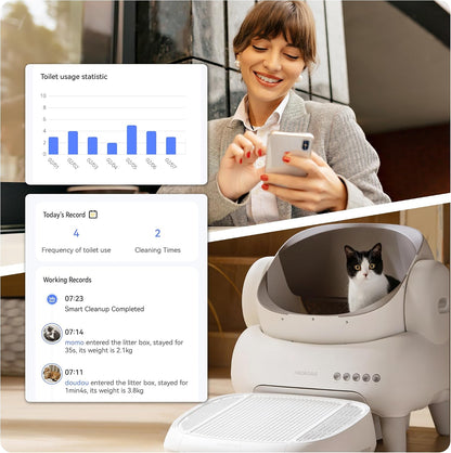 Neakasa M1 Lite Open-Top Self Cleaning Cat Litter Box, Automatic Cat Litter Box with APP Control, Safety Protection, 1 Roll Waste Bag