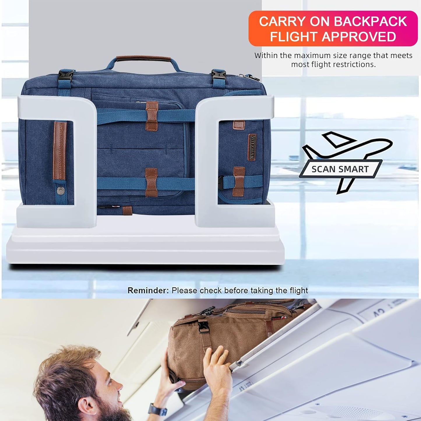 WITZMAN Canvas Backpack Vintage Travel Backpack Large Laptop Bags Convertible Shoulder Rucksack