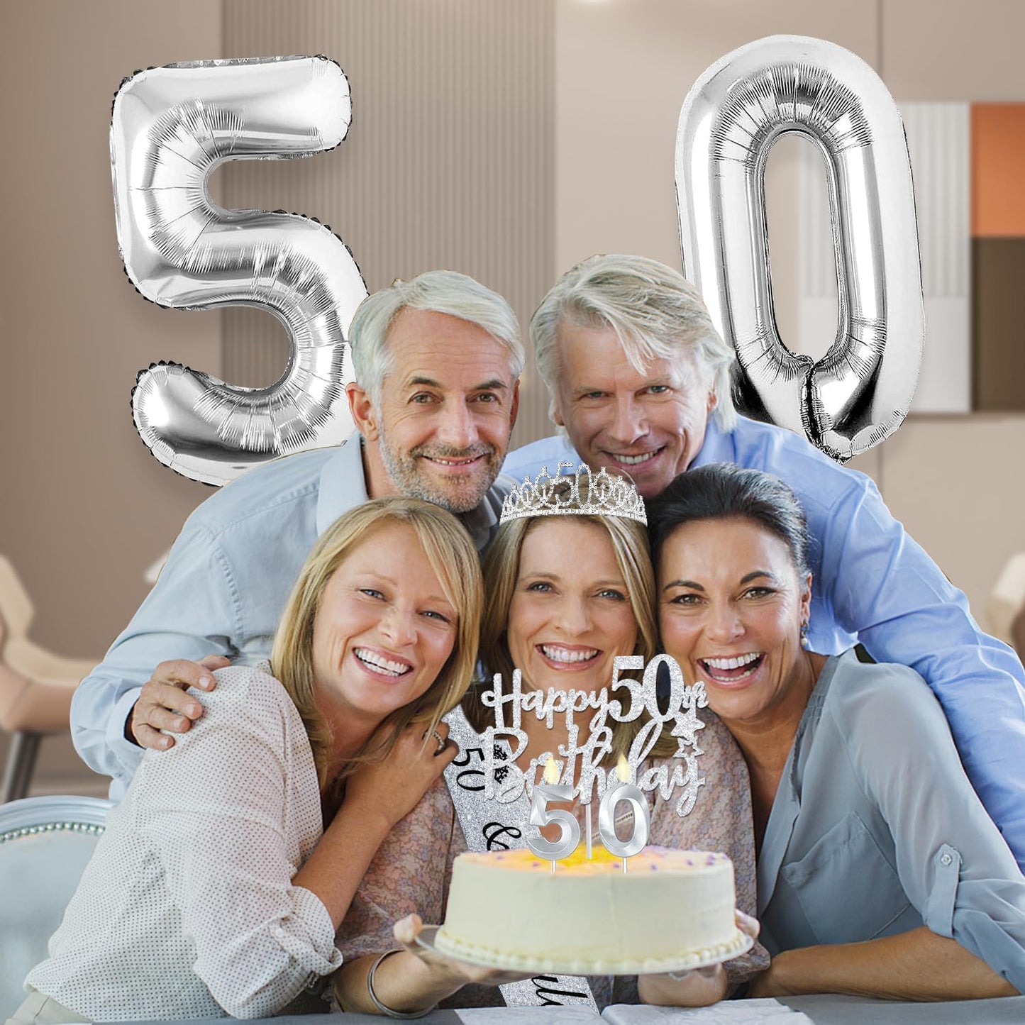 65th Birthday Decorations for Women, Including 65th Birthday Sash and Crown, Cake Topper and Candles, Number Balloons Rose Gold, 65 Year Old Gifts for Women