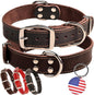 ADITYNA Heavy-Duty Leather Dog Collar for Medium Dogs - Soft and Strong, 100% Genuine Leather - Collier Pour Chien (Medium: Fit 13" - 20" Neck, Brown)