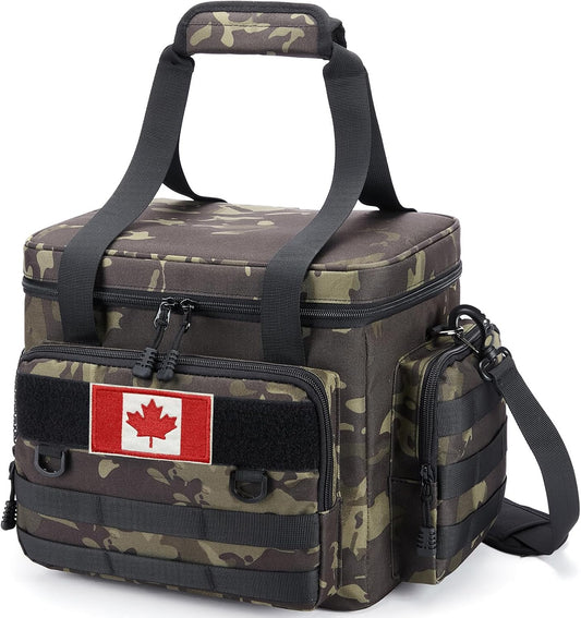 Tactical Lunch Bag for Men, Large Leakproof Insulated Lunch Box, Lunch Cooler Bag with Shoulder Strap, Lunch Pail for Adults Work Outdoor Picnic Trips, Black Camo