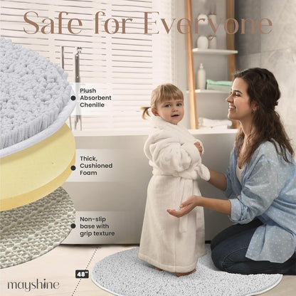 Soft Plush Chenille Bathroom Rug, Absorbent Microfiber Bath Mat, Machine Washable, Non-Slip Grip, Quick-Dry, Thick Shag Carpet Great for Bath, Shower Floor, Bedroom, or Door Mat (Beige, 17x24)