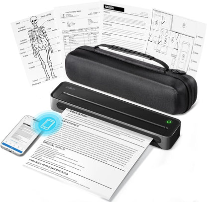 Inkless D90E Portable Thermal Printer with Case & 10 Sheets, Black | Bluetooth Wireless Printer Compatible with Phones & Laptops, Supports 8.5" x 11" & A4, Back to School Supplies for Teachers