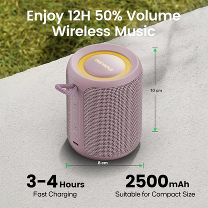 Deeyaple Portable Bluetooth Speaker, IP67 Waterproof Mini Bluetooth Speaker Wireless V5.3 with Stereo Sound,All Day,TWS Pairing,LED Light,Gift for him/her (Black)