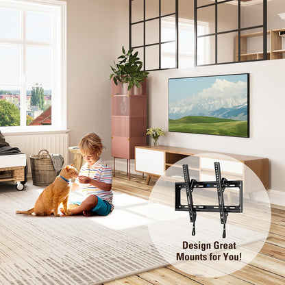 Mounting Dream TV Wall Mounts for Most 26-60" LED, LCD, OLED, Plasma Flat Screen TVs, Tilting TV Mount Low Profile up to VESA 400 x 400mm and 88 LBS Loading MD2268-MK
