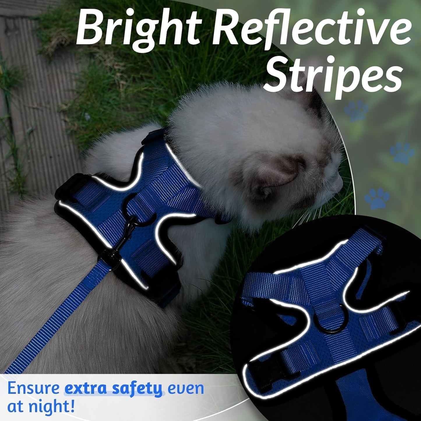 rabbitgoo Cat Harness and Leash for Walking, Escape Proof Soft Adjustable Vest Harnesses for Small Medium Cats, Easy Control Breathable Reflective Strips Jacket, XS, Black
