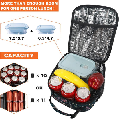 Lunch Box for Men Women Adults Small Lunch Bag for Office Work Picnic - Reusable Portable Lunchbox, Black