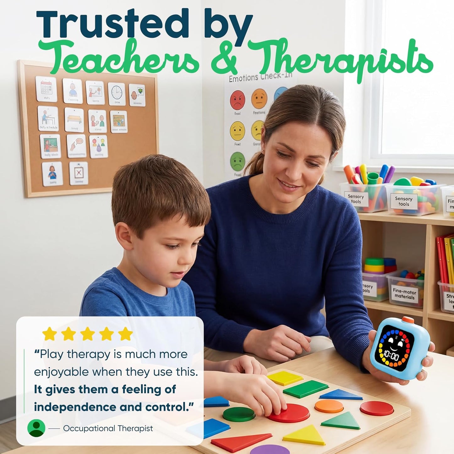 Digital Visual Timer for Kids - Calmer Routines & Transitions | Silent, Rechargeable, 99-Min Clock, Alarm, Countdown & Count-up; For Classroom, Home & Therapy - Builds Focus & Independence