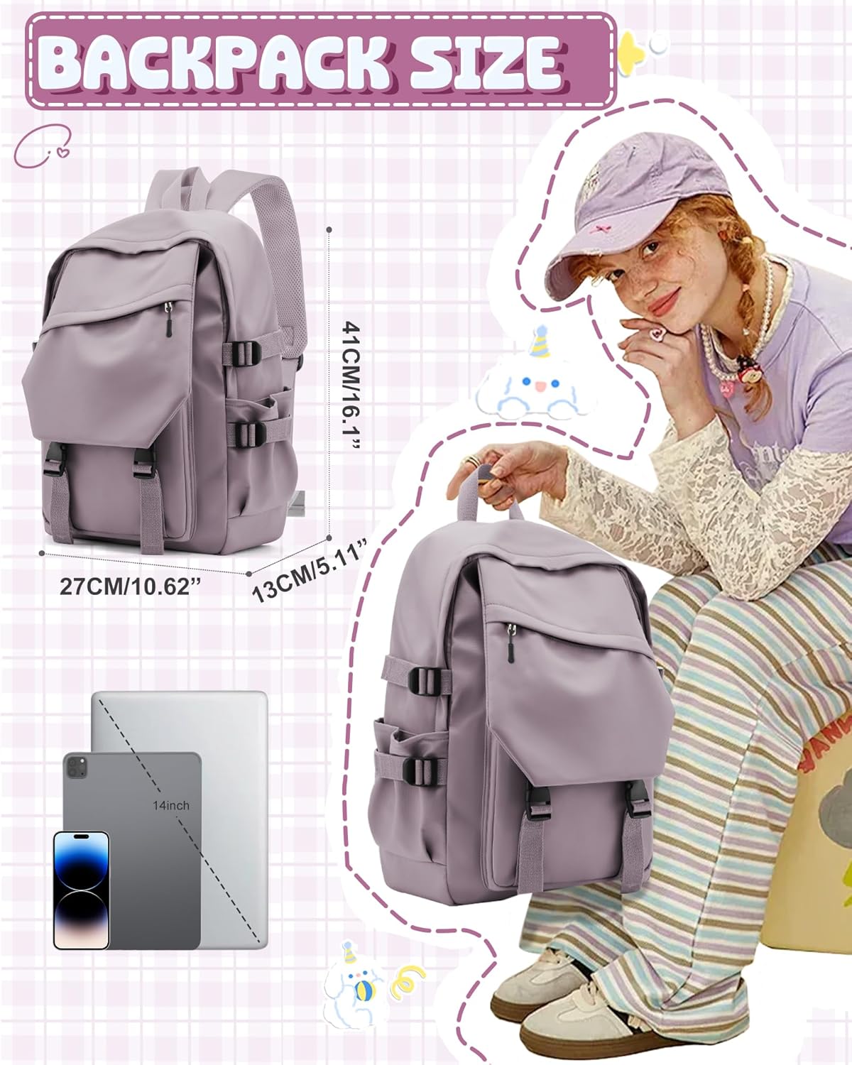 School Backpack for Women Men College High School Bags for Boys Girls Casual Daypack Laptop Backpack Waterproof Black Bookbag Travel Rucksack