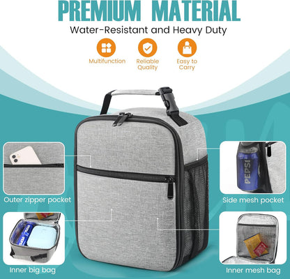 Lunch Bag for Men/Women, Reusable Lunch Box for Adult, Small Insulated Lunch Box, Lunch Tote Bag for Office, Work, Picnic