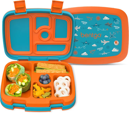 Bentgo Kids Prints Leak-Proof, 5-Compartment Bento-Style Kids Lunch Box - Ideal Portion Sizes for Ages 3-7, Durable, Drop-Proof, Dishwasher Safe, & Made with BPA-Free Materials (Green Rainbow)
