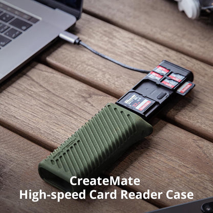 PGYTECH Createmate CFexpress Type B Card Reader 12 in 1 Card Case USB3.2 Gen 2 10Gbps SD Card Reader for Photographers (Black, CFexpress-A)