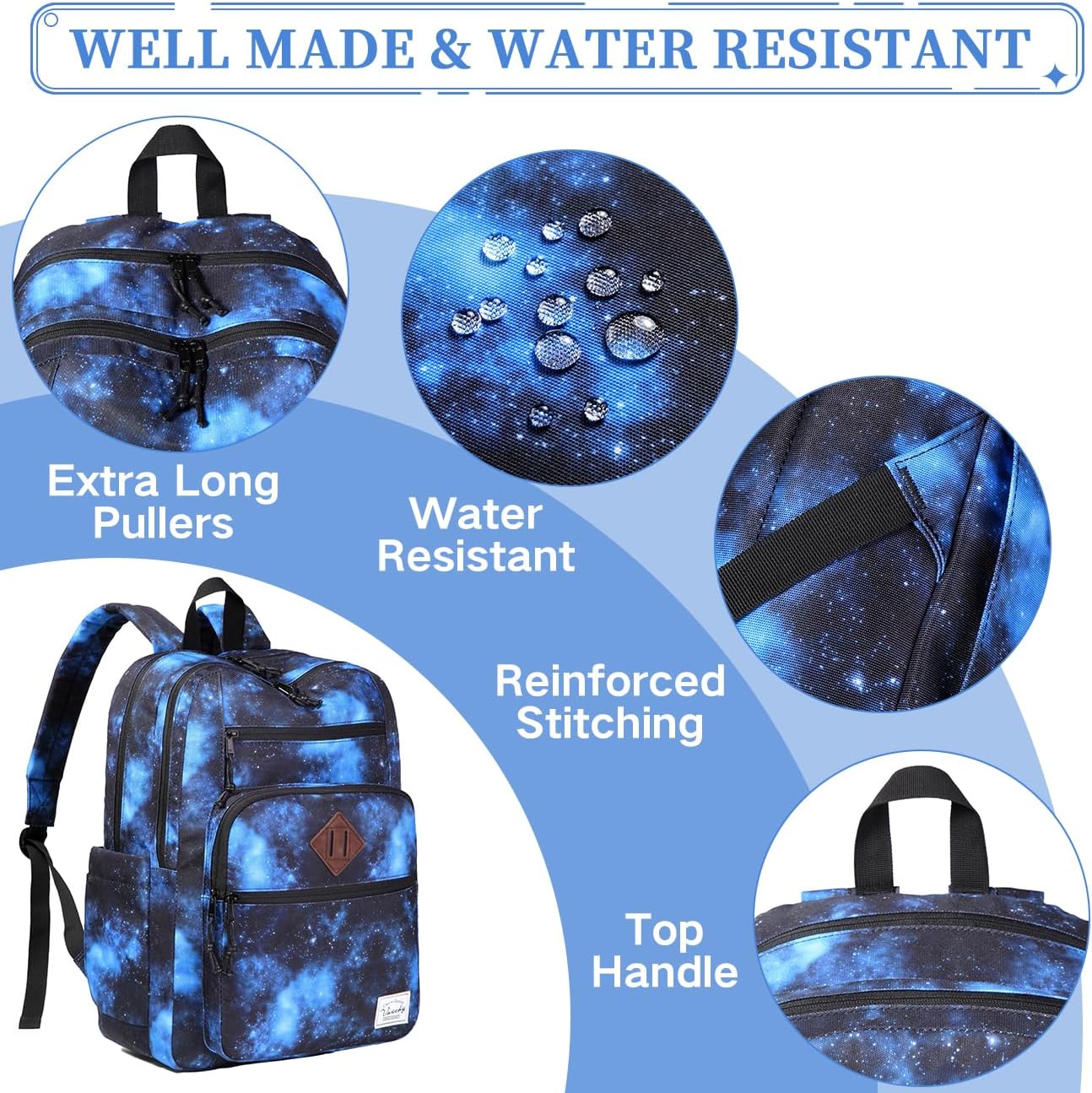 School Backpack for Men Women,Vaschy Lightweight School Bag Bookbag Casual Daypack for High School/College/Teens/Travel/Work