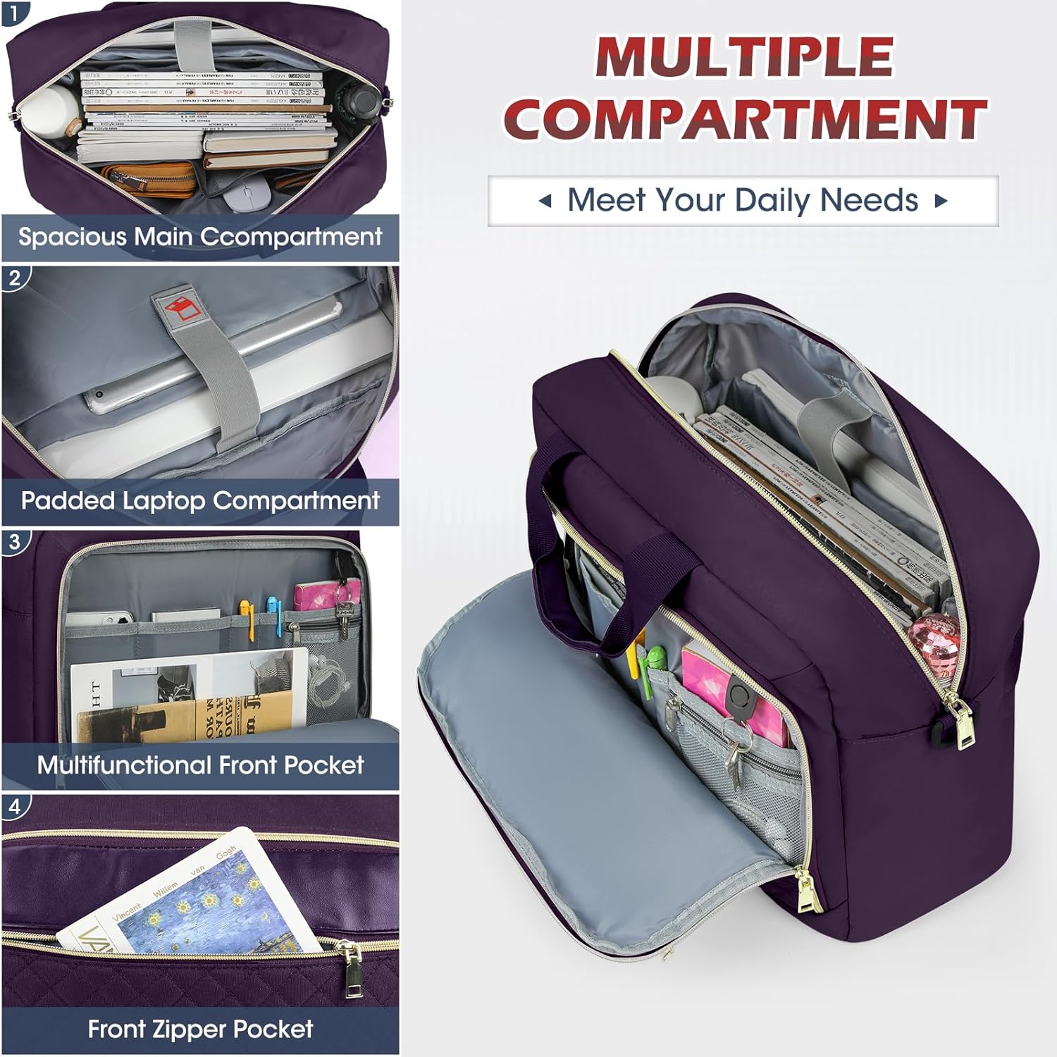 Laptop Bag 17 Inch Laptop Briefcase for Women Waterproof Computer Messenger Bag Professional Laptop Case for Business Work - PuriLite