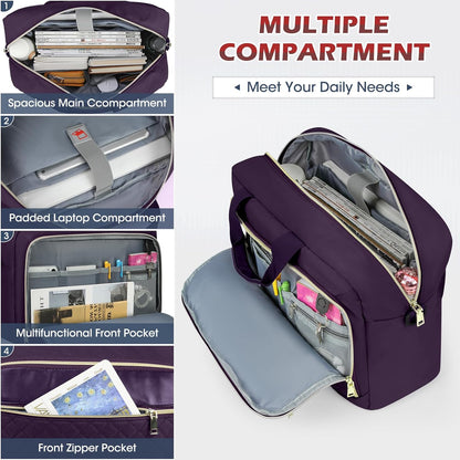 Laptop Bag 17 Inch Laptop Briefcase for Women Waterproof Computer Messenger Bag Professional Laptop Case for Business Work - PuriLite