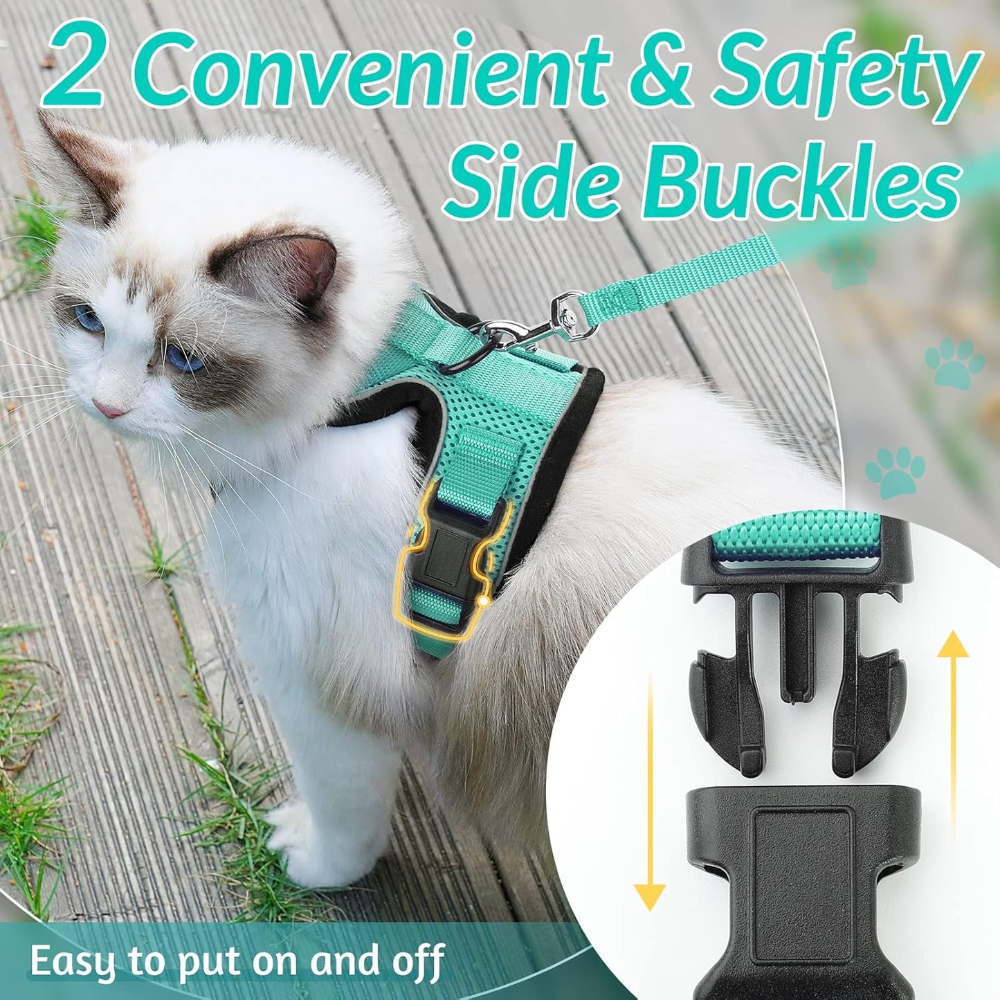 rabbitgoo Cat Harness and Leash for Walking, Escape Proof Soft Adjustable Vest Harnesses for Small Medium Cats, Easy Control Breathable Reflective Strips Jacket, XS, Black