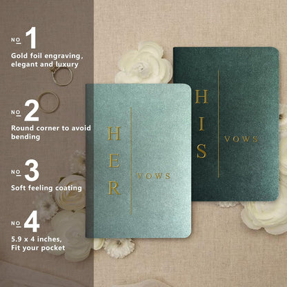 WeddingGiftsWedding Vow Books His and Hers Soft Touch Gold Foil Engraving Vow Books Wedding Essentials Wedding Accessories(TR-HH-Black)
