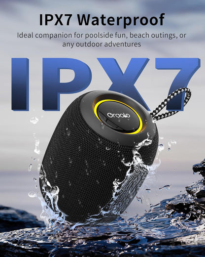 Oraolo Bluetooth Speaker, IPX7 Waterproof Portable Bluetooth Speaker with 16W Immersive Audio, 30H Playtime, LED Light, Bluetooth 5.3, Support TWS, Wireless Speakers for Outdoor Camping Home