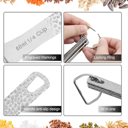 Smithcraft Measuring Cup Set of 8 Stainless Steel Measuring Cups18/8(304) Steel Material Heavy Duty 8 Measuring Cups and 1 Ring Set of 9