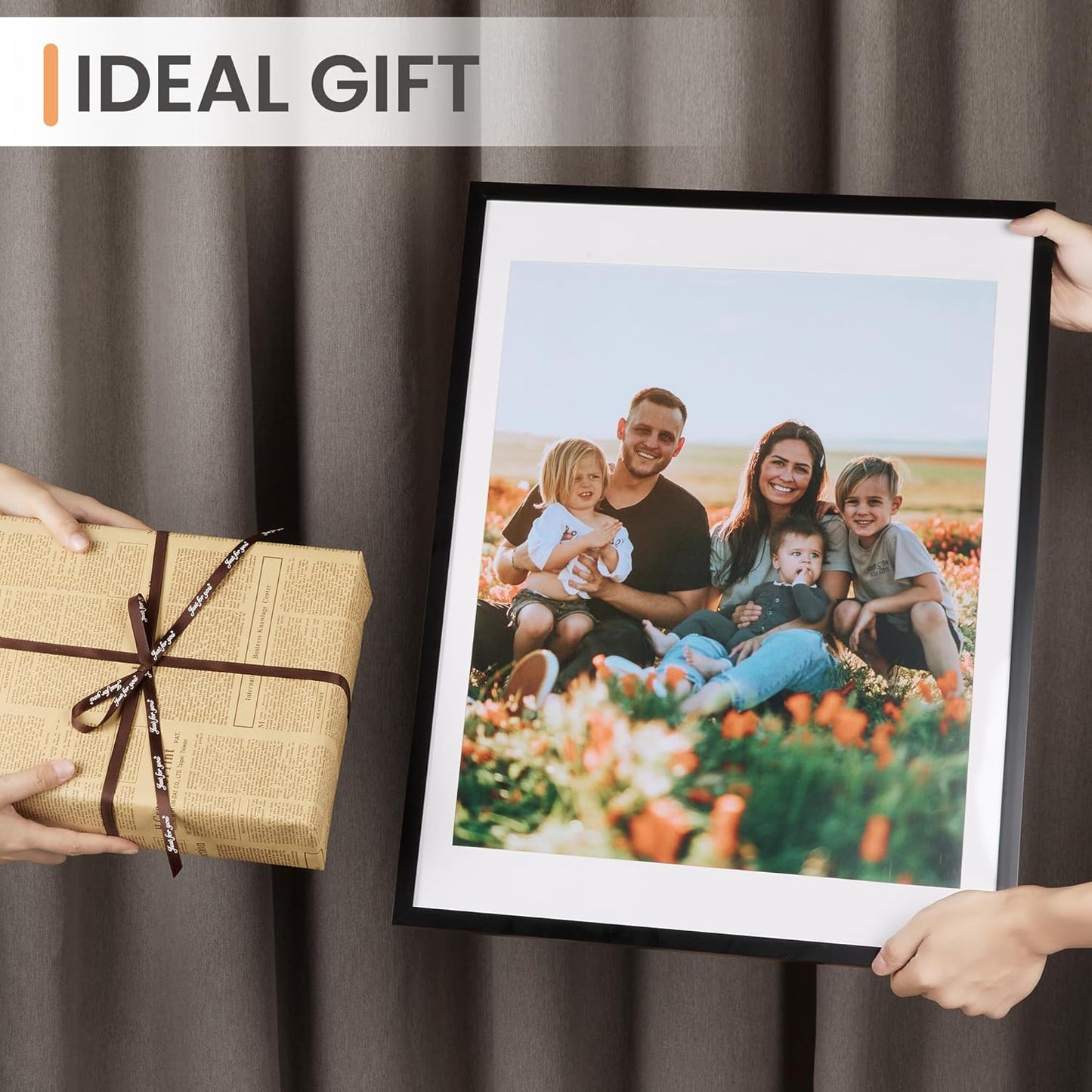 upsimples 11x14 Picture Frame, Display Pictures 8x10 with Mat or 11x14 Without Mat, Wall Hanging Photo Frames, Black