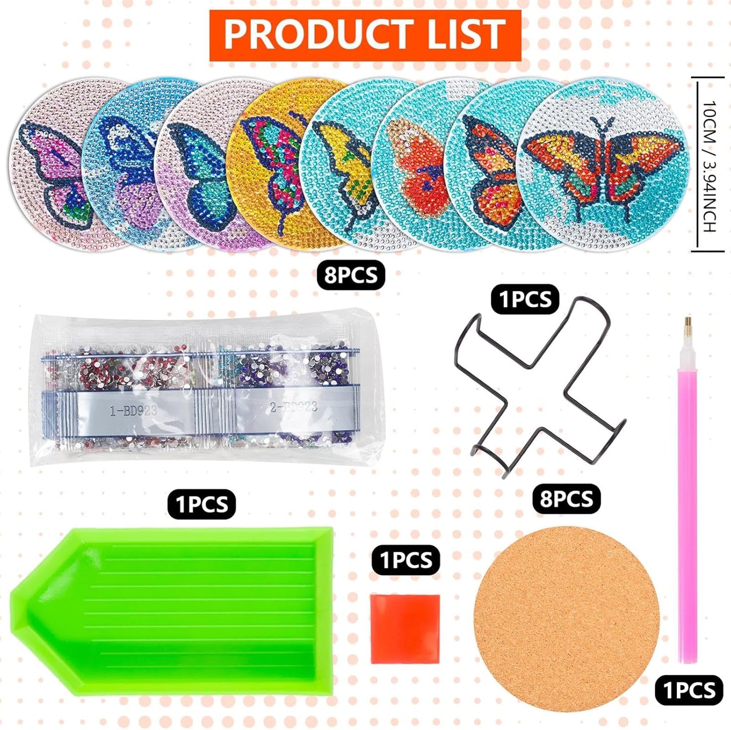 Purilite Select Cat Diamond Art Coasters Kit