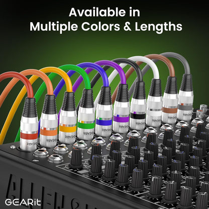 GEARit XLR Male to Female Microphone Cable (10 Feet, 6-Pack) 3-Pin Balanced Shielded Mixer, Recording Studio, Podcast - Black