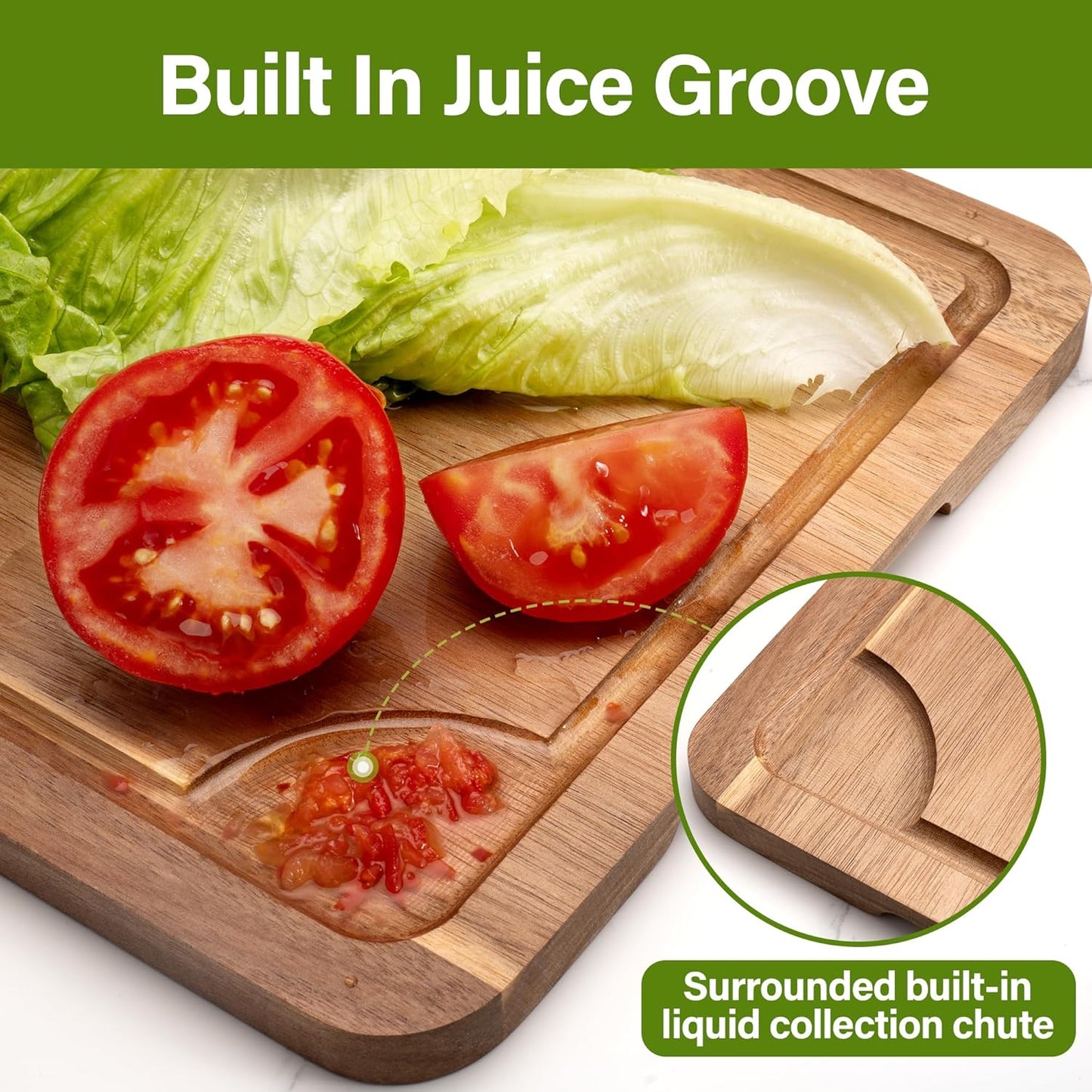 Bamboo Cutting Board Set of 3, Cutting Boards for Kitchen with Juice Groove, Bamboo Chopping Board Set, Serving Board Set for Meat, Fruit Vegetable and Cheese