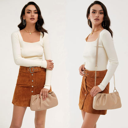 Cloud Pouch Bag Women Shoulder Handbag Soft Vegan Leather Vintage Hobo Chain Cross body Bag