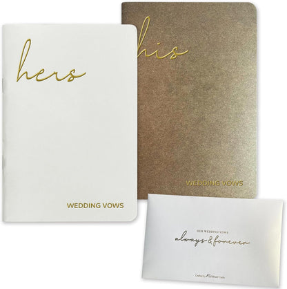 WeddingGiftsWedding Vow Books His and Hers Soft Touch Gold Foil Engraving Vow Books Wedding Essentials Wedding Accessories(TR-HH-Black)