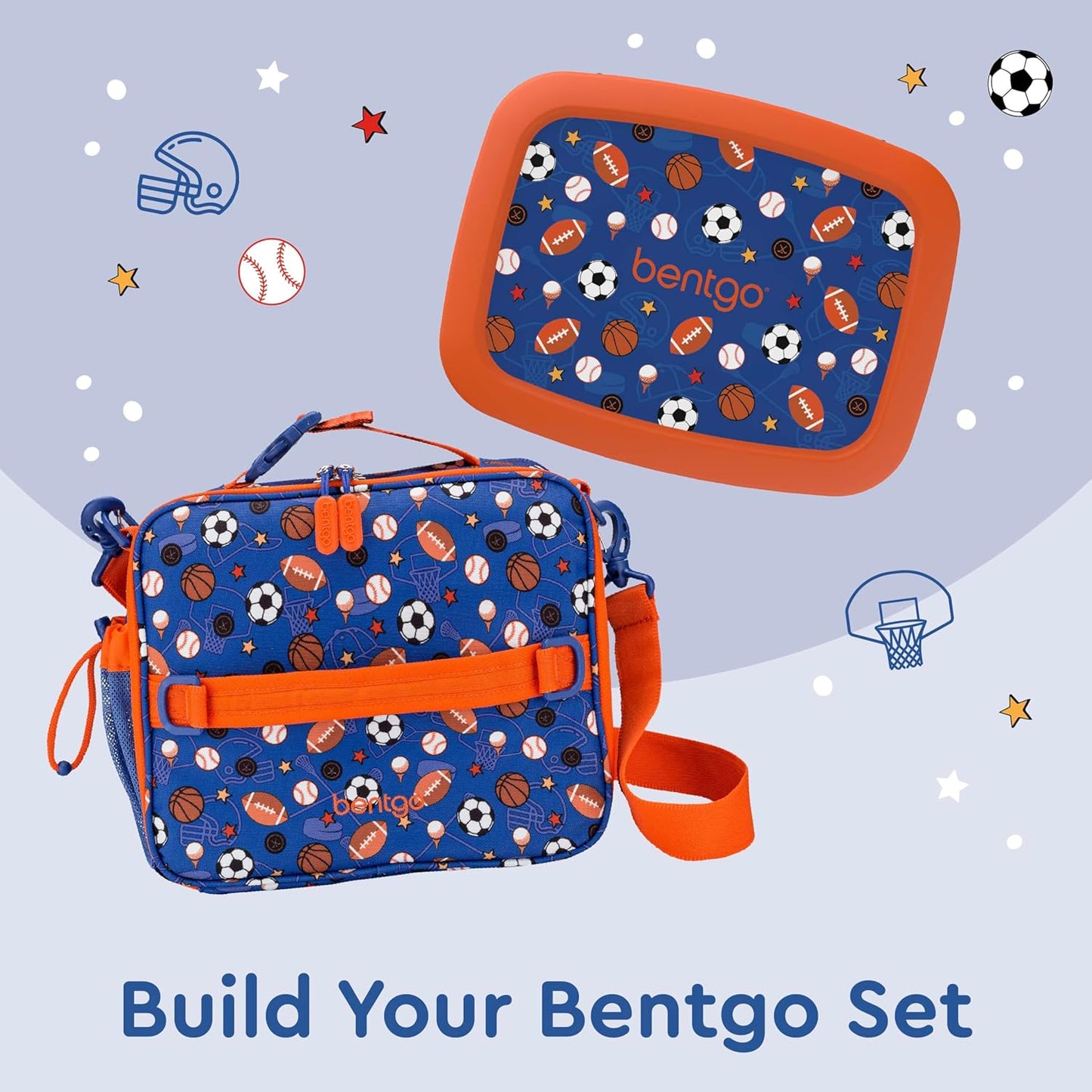 Bentgo® Kids Lunch Bag - Durable, Double Insulated, Water-Resistant Fabric, Interior & Exterior Zippered Pockets, Water Bottle Holder - Ideal for Children 3+ (Shark)
