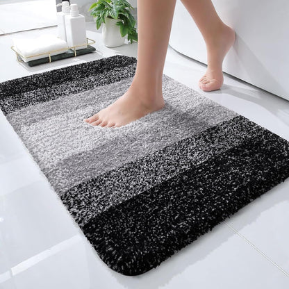 OLANLY Luxury Microfiber Bath Mat, Extra Soft and Absorbent Bathroom Mat, Non-Slip Plush Shaggy Bathroom Rug, Machine Wash Dry, Bath Rugs for Bathroom Floor, Tub and Shower, 16x24, Grey