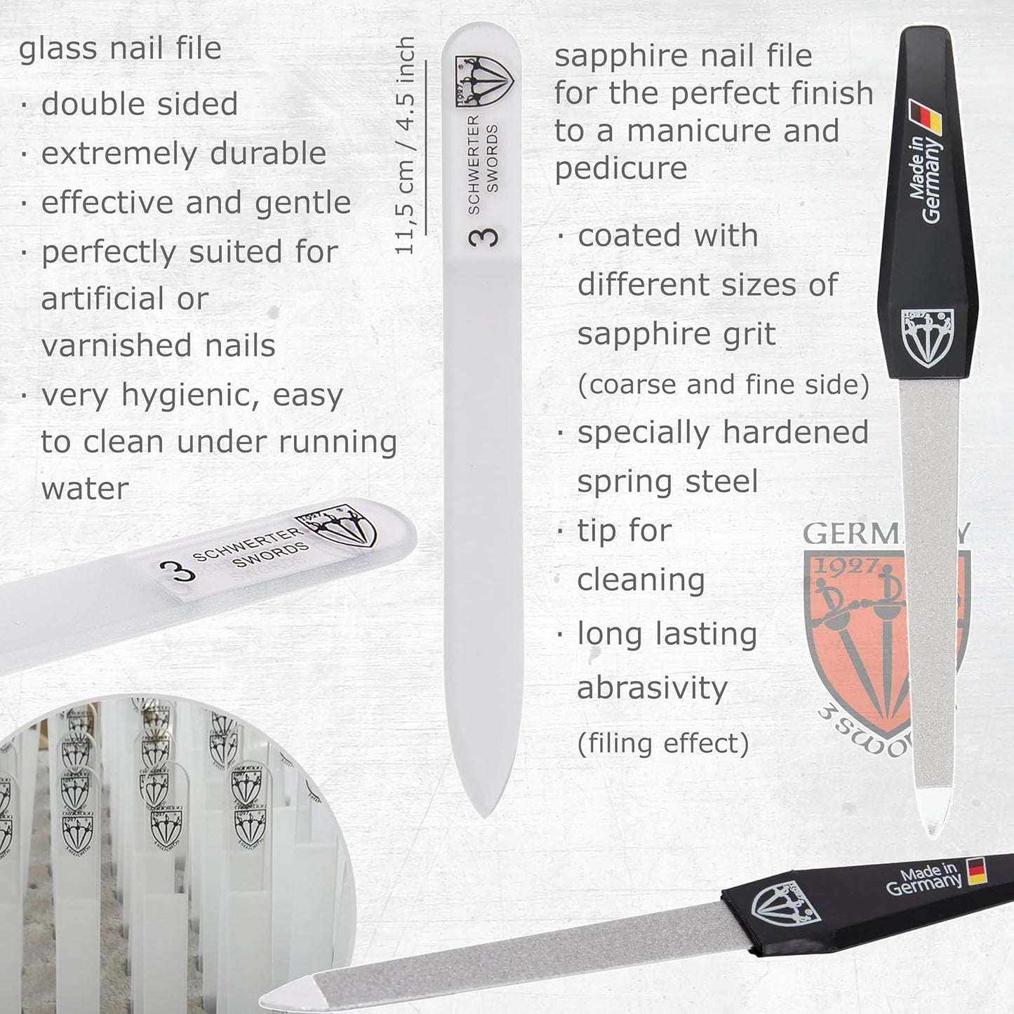 3 Swords Germany - brand quality 8 piece manicure pedicure grooming kit set for professional finger & toe nail care scissors clipper fashion leather case camou in gift box, Made in Germany