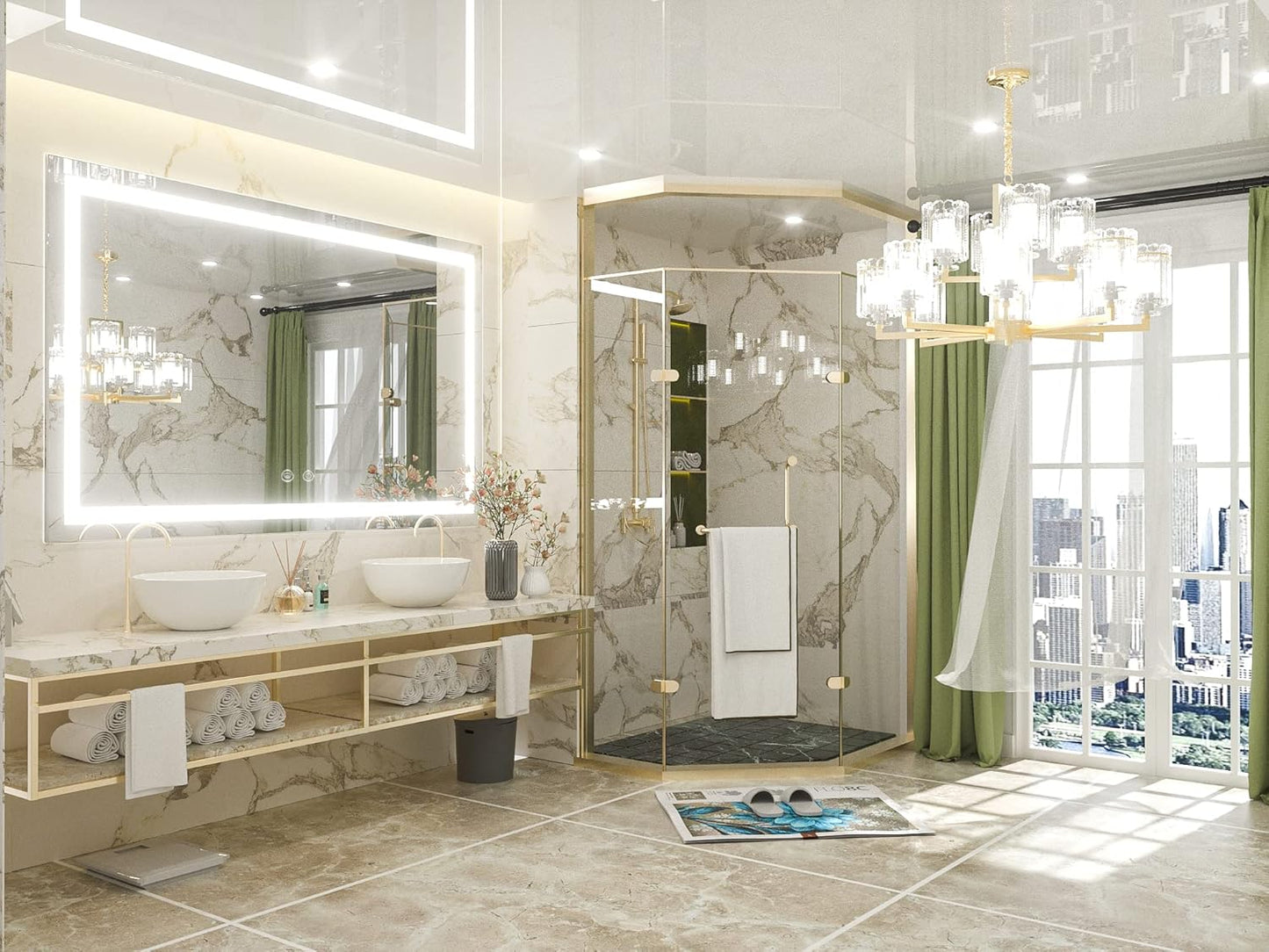 TETOTE 36 x 28 Bathroom LED Mirror Bedroom LED Mirror Fashion Style Vanity Makeup Mirror Dimmable Anti-Fog Wall Mounted Birthday Gift Housewarming Gift Wedding Gift