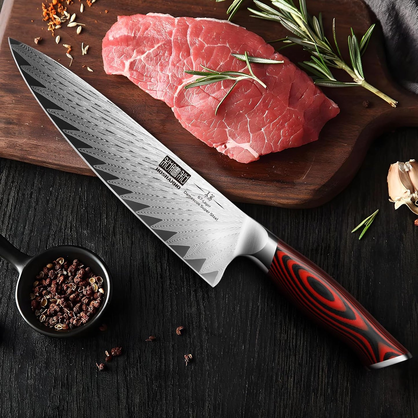 HOSHANHO Fillet Knife 7 Inch, Damascus Steel Boning Knife, Professional Fish Fillet Knife for Meat Chicken Cutting, Meat Knife with G10 Ergonomic Handle