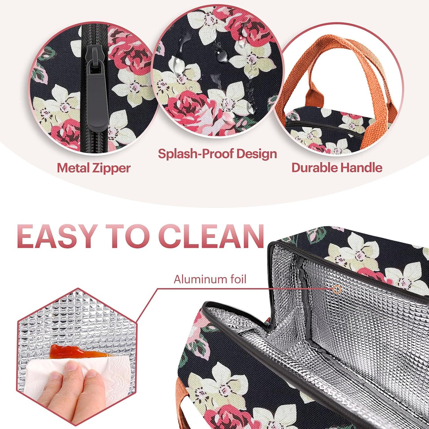 Lunch Bag for Women & Men Adult Insulated Lunch Box, Small Leakproof Cooler Food Lunch Containers Reusable High Capacity Lunch Tote Bags for Work, Travel, Outdoor