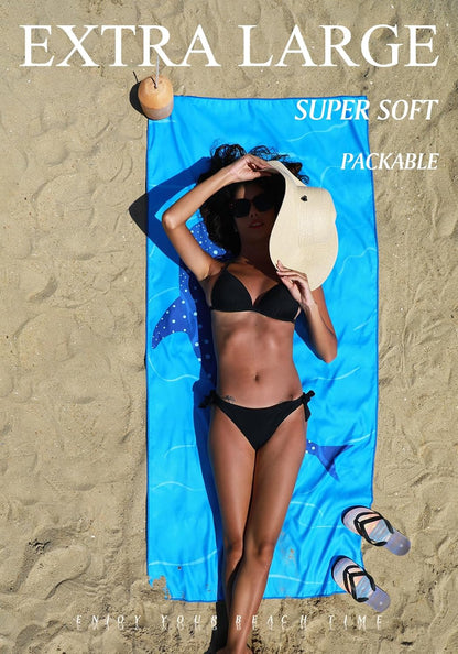 4 Pack Microfiber Lightweight Thin Beach Towel Sand Free Quick Dry Super Absorbent Compact Oversized Large Towels for Swimming Pool Yoga Gym Travel Vacation Beach Accessories Essentials for Adults