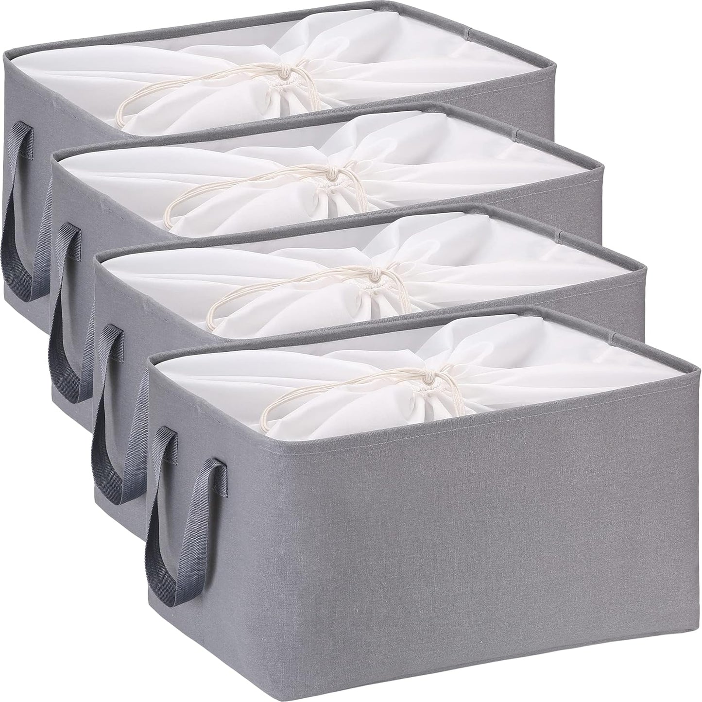 Hinwo 6-Pack Small Canvas Fabric Storage Baskets Set with Handles, Open Storage Bins, Cube Storage Organizer, Shelf Organizer Bins for Closet, 7.9L, 12 x 8 x 5 Inches, Grey Stripe