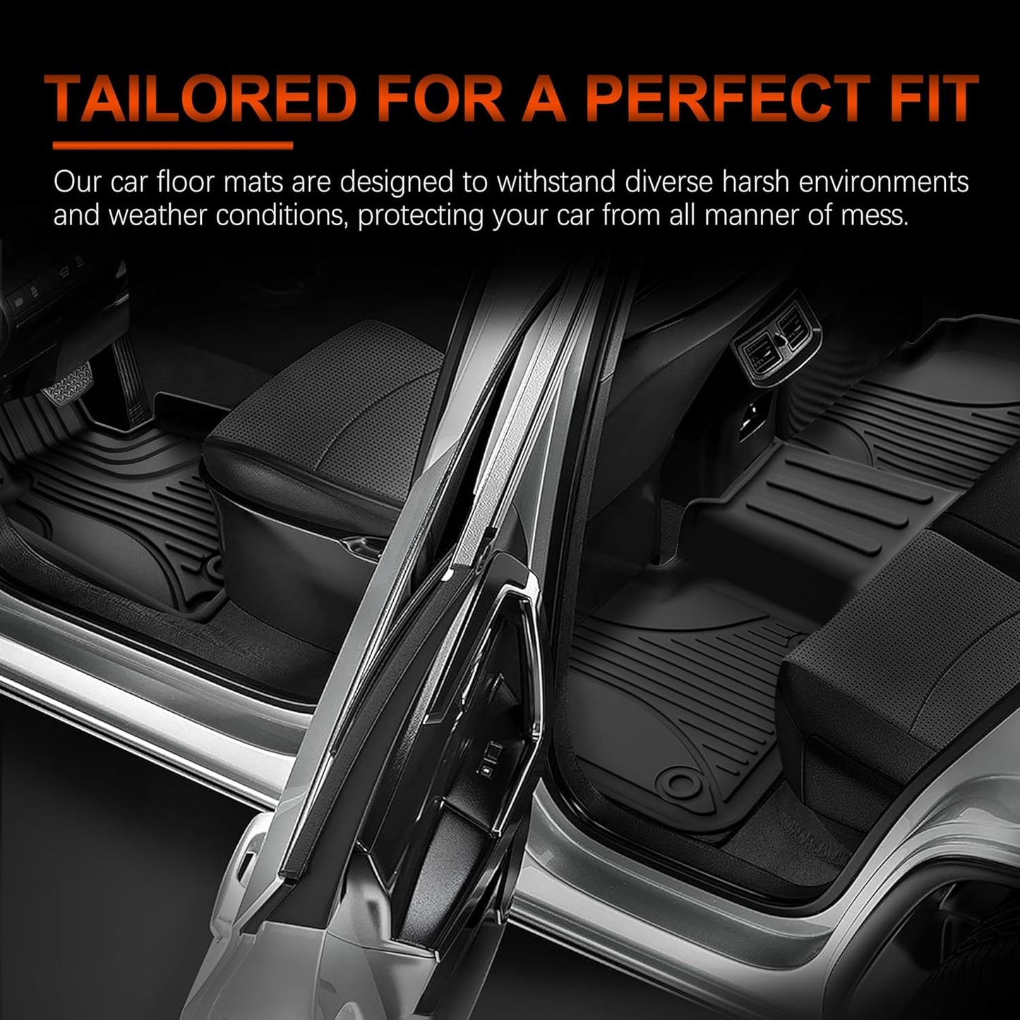 AOMSAZTO Floor Mats & Trunk Mat for 2024 2025 Chevy Equinox EV (Non Fuel),TPE All Weather Protection 2 Rows Car Floor Liners with Cargo Liner for Chevrolet Equinox EV (Non Fuel)