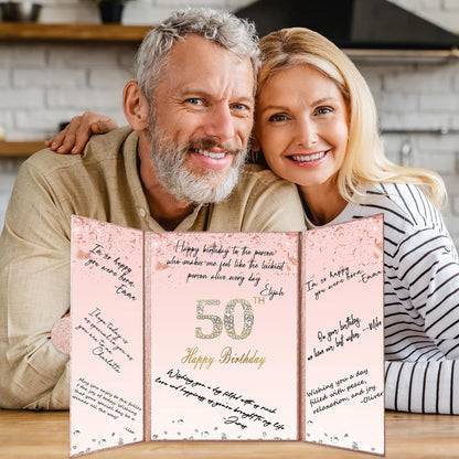 Crenics Rose Gold 70th Birthday Decorations, Creative 70th Birthday Guest Sign in Book Alternative, Large 70th Birthday Signature Book 12" x 18", Great 70 Years Old Birthday Gifts for Women - PuriLite