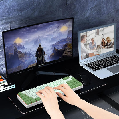 Owpkeenthy Full Size Green Mechanical Gaming Keyboard with Number Pad, Wired 100% Office NKRO Keyboard RGB Backlit 104 Keys with Red Switch for PC Gamer (104 Matcha)