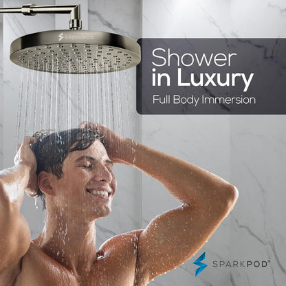 SparkPod Shower Head - High Pressure Rain - Premium Quality Luxury Design - 1-Min Install - Easy Clean Adjustable Replacement for Your Bathroom Shower Heads (Luxury Polished Chrome, 6 Inch Round)