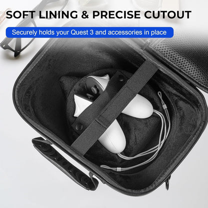 Large Carrying Case for Meta Quest 3S,Hard Travel Case for BOBOVR S3 Pro/Kiwi Design Battery Head Strap,Controllers and Other Accessories,Portable Storage Travel Bag for Oculus Quest 3S/Quest 3(Black)
